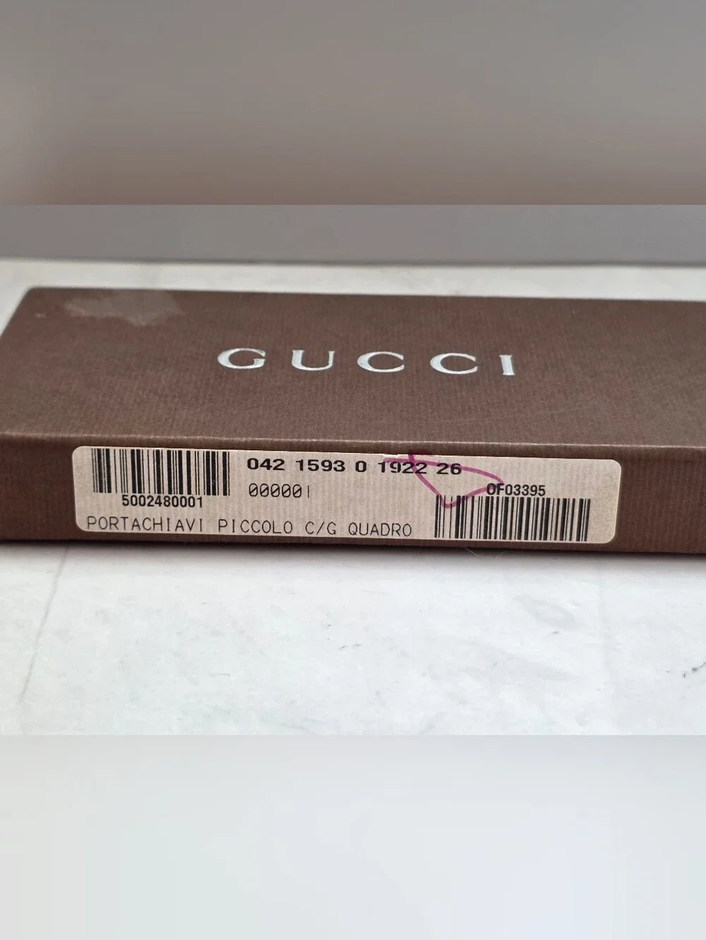 Gucci Small G Logo Leather Key Holder Keychain Burgundy Silver Tone w/ Box
